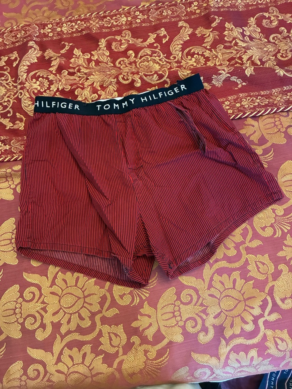 Tommy Hilfiger Red and Black Striped Boxer Briefs